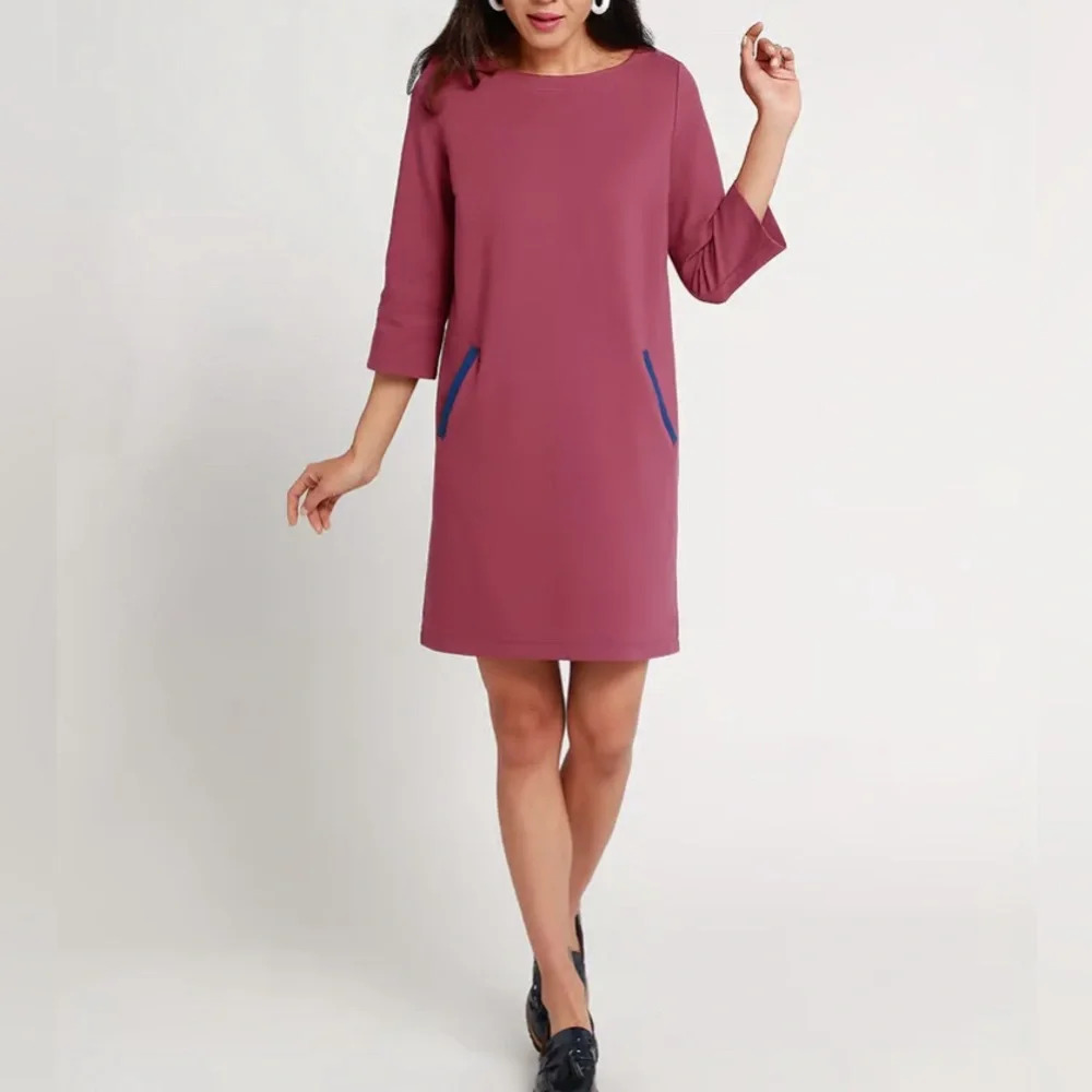 Betabrand Half-Day Shift Dress Medium In Mauve